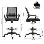 Fauteuil de bureau chaise de bureau assise haute réglable dim. 64L x 59l x 104-124H cm maille respirante noir