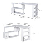 Scrivania angolare tavolo da pranzo con contenitore scrivania per computer modulare libreria integrata + scaffale a 3 livelli bianco