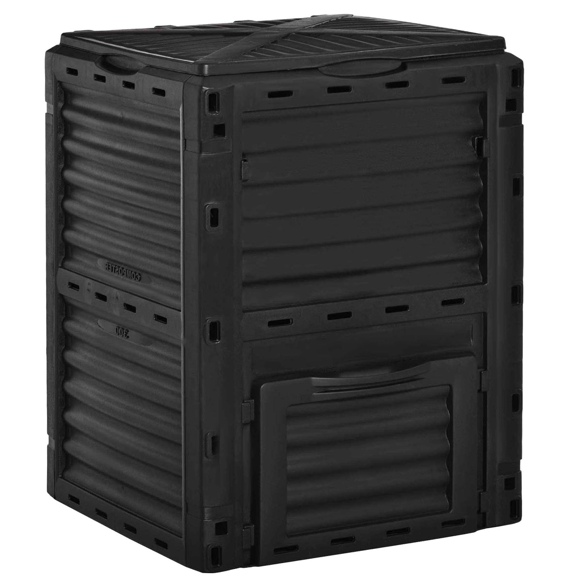 Tuincompostvat 300L compostbak voor de tuin van polypropyleen 48 ventilatieopeningen 60,5 x 60,5 x 81,5 cm zwart