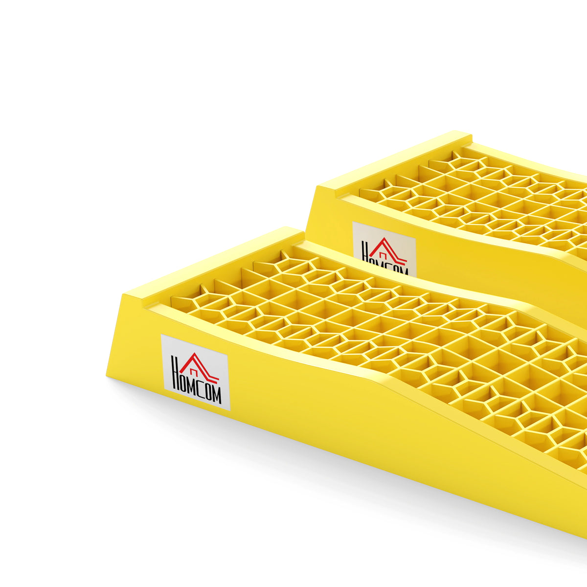 Set di 2 rampe per auto veicolo commerciale rampa di carico dim. 70L x 19,5P x 7,8A cm PP giallo