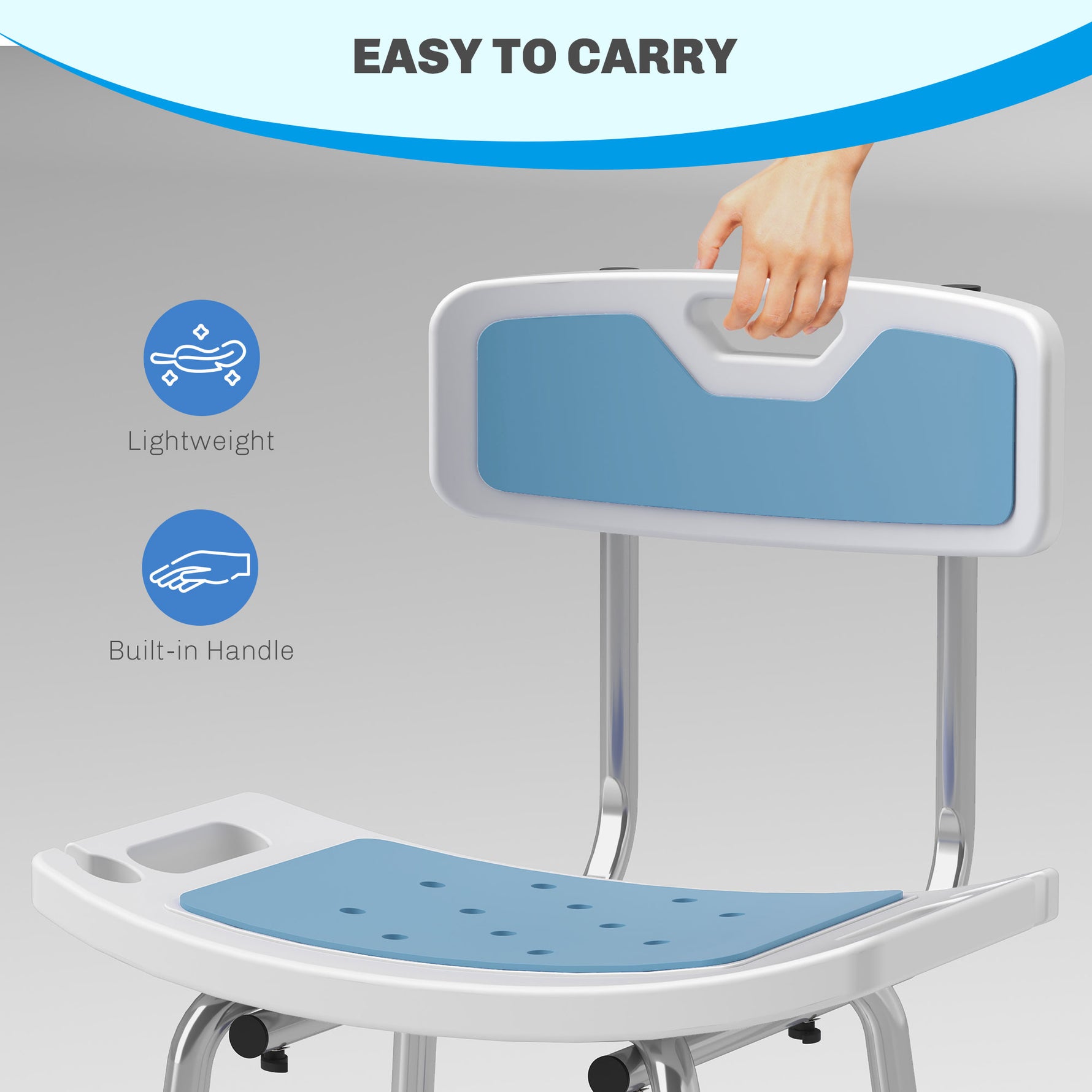 Tabouret de douche pour personnes âgées et handicapées hauteur réglable patins antidérapants support de pomme de douche