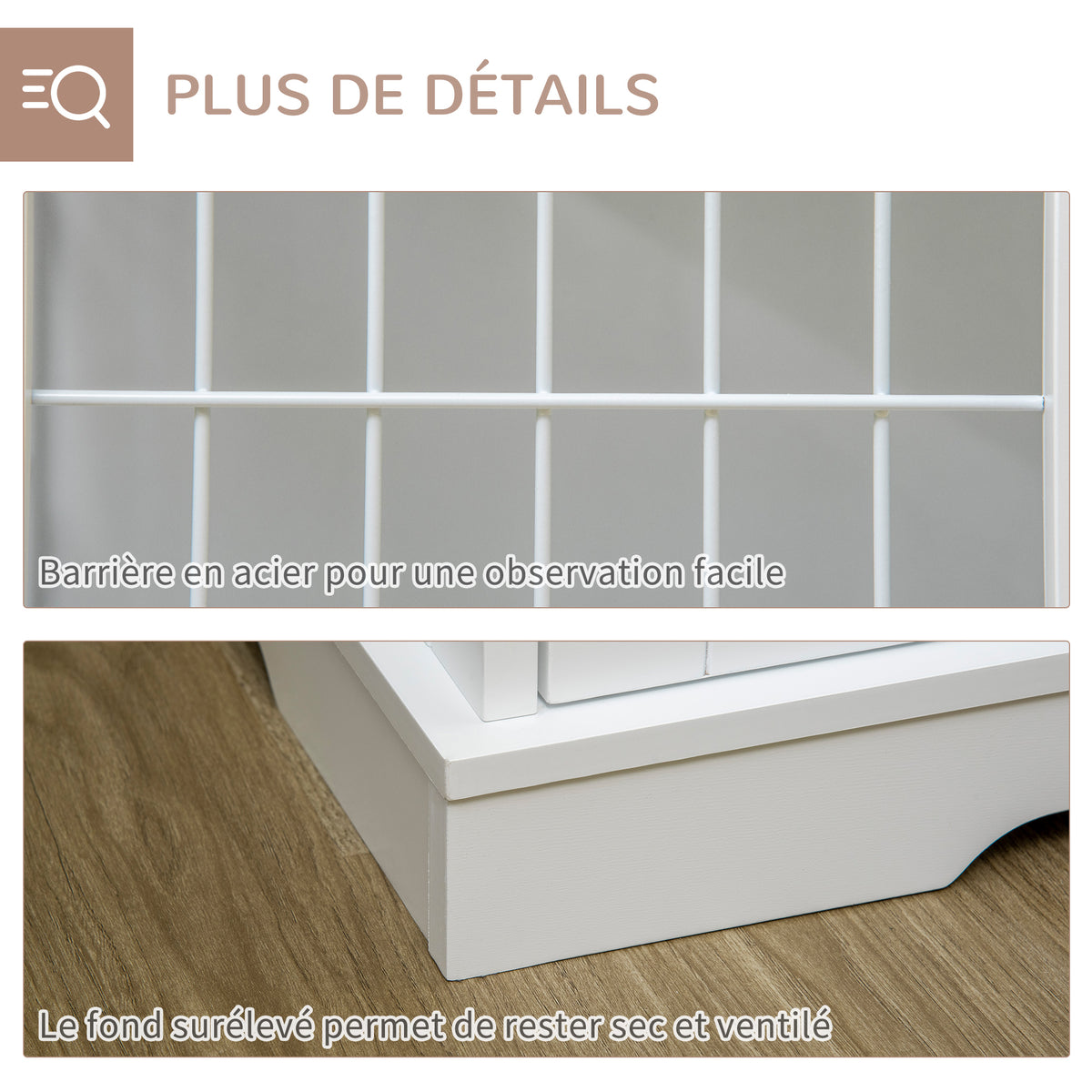 Cage pour chien animaux 2 en 1 table d'appoint meuble cage chien intérieur avec 2 portes verrouillables - dim. 76L x 54.5l x 56H cm - Métal et MDF