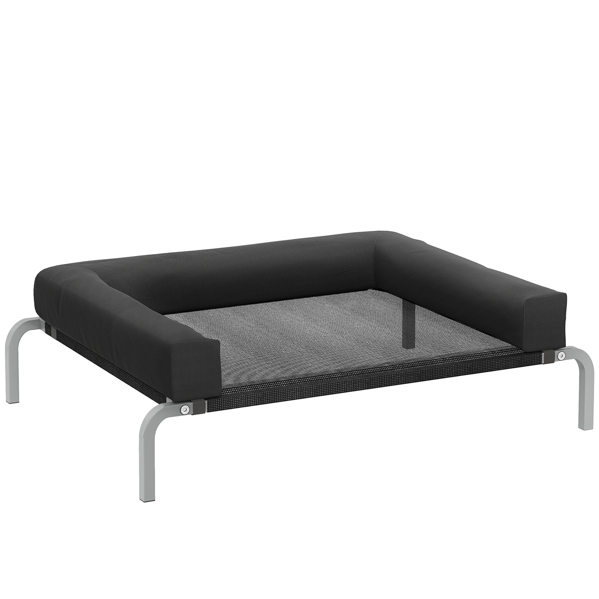 Cooling elevated dog bed, portable indoor/outdoor dog cot, 90 x 65 x 30 cm, black
