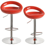 Lot de 2 tabourets de bar chaises de bar hauteur réglable dossier et repose-pieds pivotant à 360° 46x41x76-96cm rouge