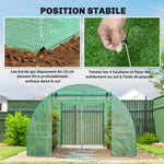 Serre tunnel de jardin 12m², serre de jardin tunnel 295x400x200cm 2 portes et 8 fenêtres bâche PE 140 g/m² vert