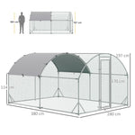 Grande voliera per polli 10,64 m² recinto recintato tetto anti-UV porta bloccabile 2,8 x 3,8 x 1,97 m argentato