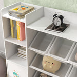 Meuble rangement enfant, étagère de rangement pour jouets enfants avec 8 bacs amovibles, 140 x 30 x 90 cm, blanc