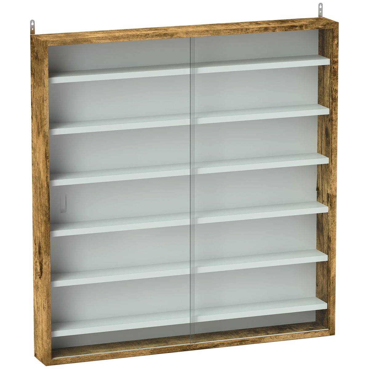 Vitrine pour collection vitrine murale 80 x 9,5 x 83 cm 6 étagères réglables en hauteur 2 portes coulissantes en verre