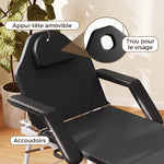 Table de massage pliante, lit de massage 3 zones portable 182 x 62 cm avec appuie-tête et accoudoirs amovibles, noir