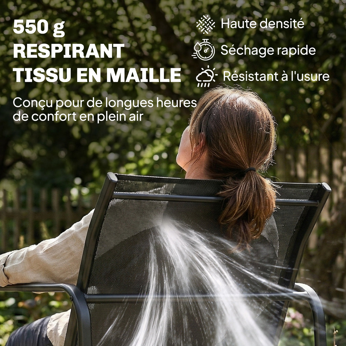 Salon de jardin 4 pièces avec canapé, fauteuils et table basse, gris foncé et noir