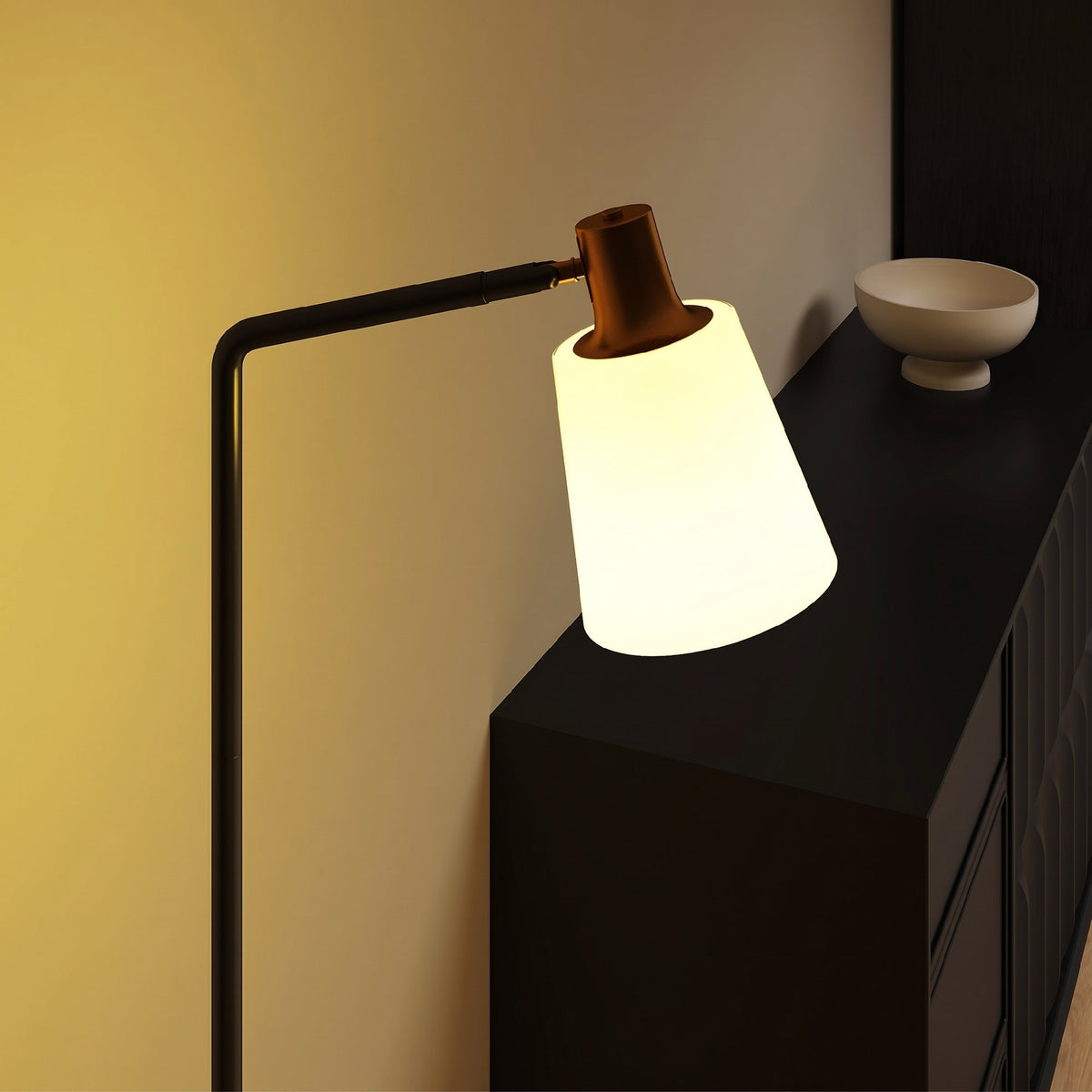 Lampadaire sur Pied Salon à Tête Rotative à 350°, Lampe sur Pied Moderne avec 3 Températures de Couleur, Noir