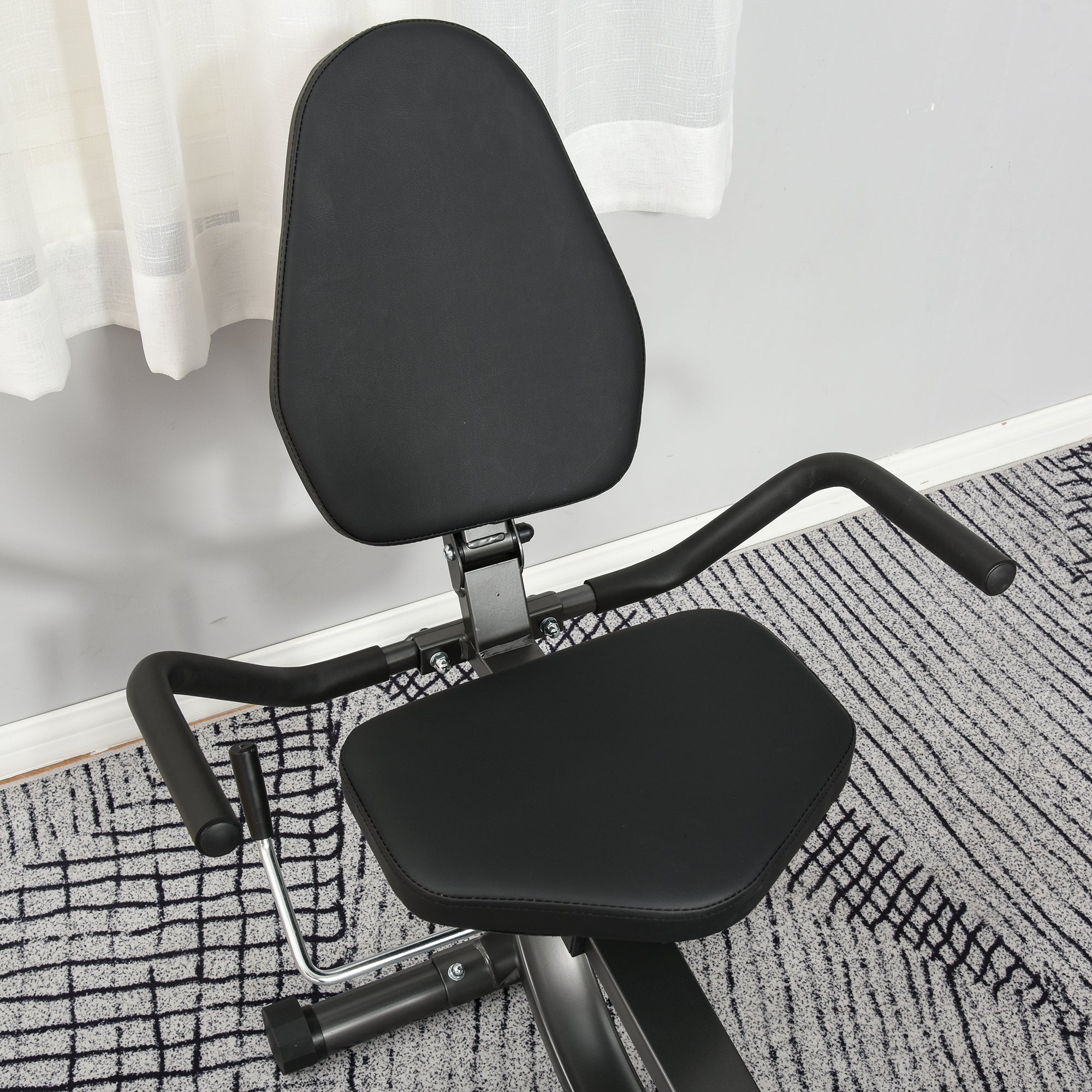 Vélo d'Appartement Semi-Allongé avec Roulettes - Vélo Couché Magnétique Silencieux pour Rééducation et Seniors - Siège Réglable avec Cordes de Résistance pour Fitness à la Maison, Noir