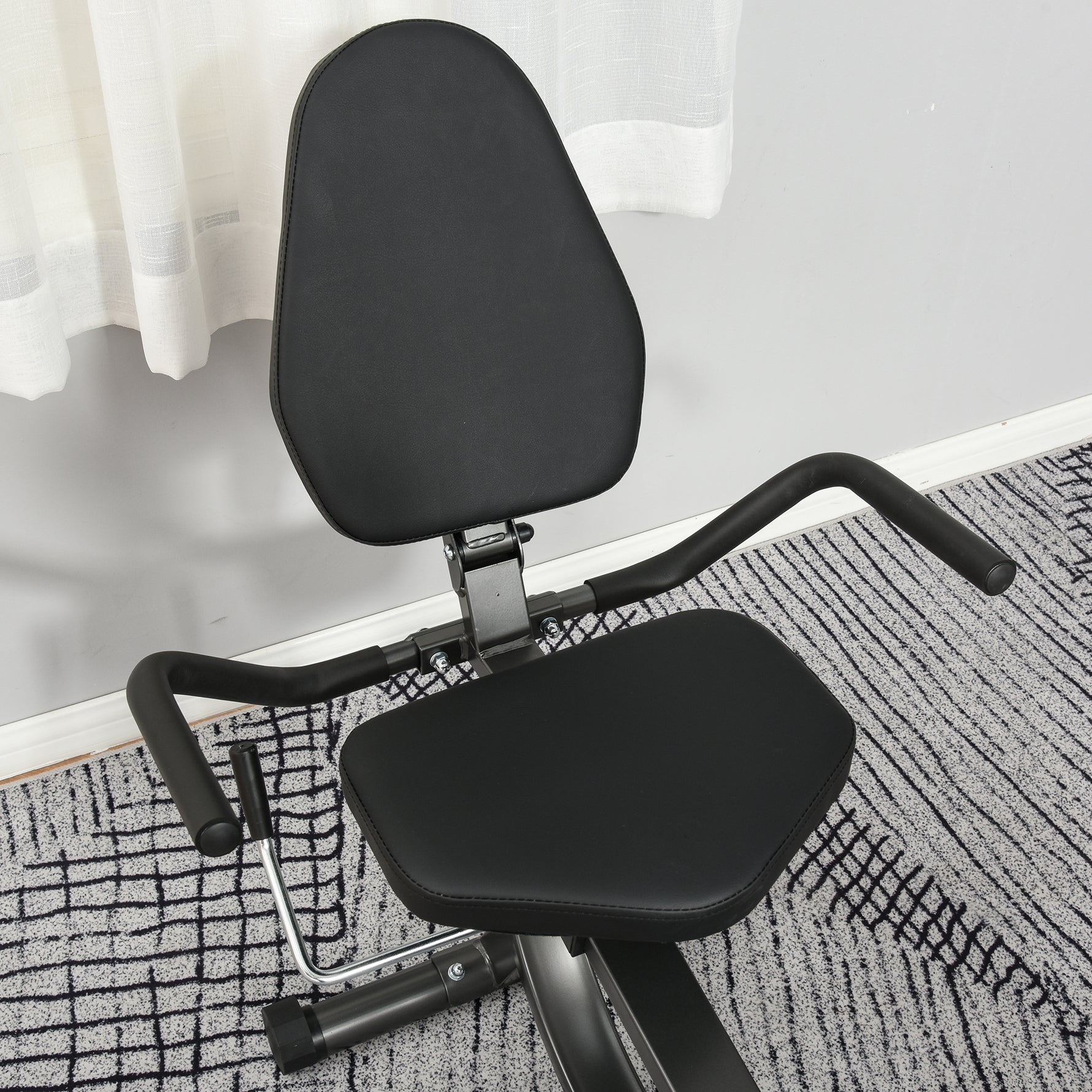Vélo d'Appartement Semi-Allongé avec Roulettes - Vélo Couché Magnétique Silencieux pour Rééducation et Seniors - Siège Réglable avec Cordes de Résistance pour Fitness à la Maison, Noir