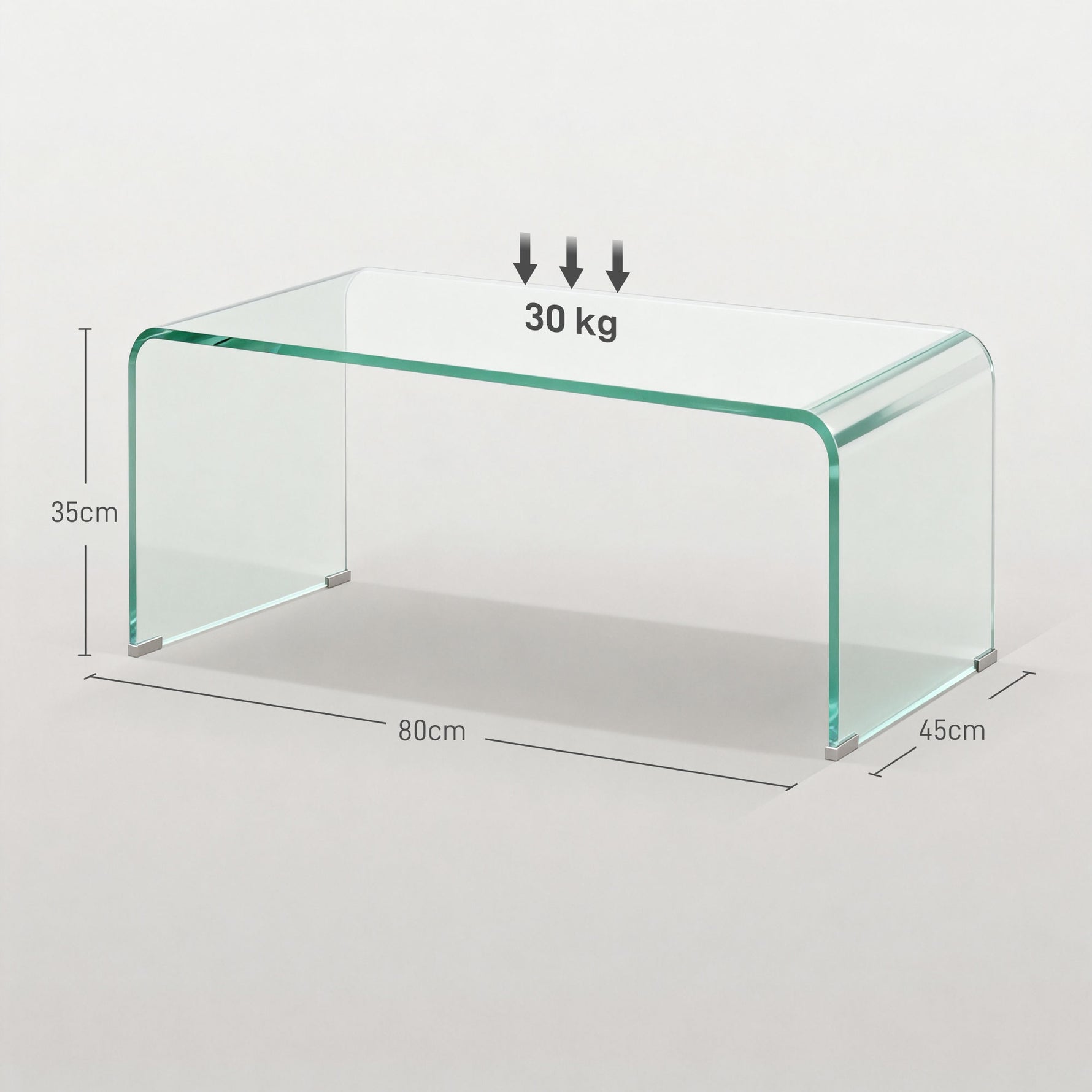 Table basse en verre table de salon rectangulaire design moderne en verre trempé avec bords arrondis sûrs transparent