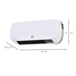 Radiateur mural soufflant 2000 W - chauffage céramique PTC - 3 niveaux de puissance - télécommande incluse blanc noir
