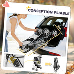 Poussette buggy pliable animaux chariot pliante chien chat porte-gobelet panier de rangement 75 x 45 x 97 cm gris