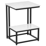 Table basse moderne salon table d'appoint chambre structure acier noir plateau étagère aspect marbre blanc