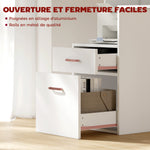 Bureau informatique, bureau avec rangement, 2 tiroirs, étagères ouvertes et tablette d'imprimante, 137x55x92cm, blanc