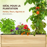 Jardinière de jardin surélevée bac à fleurs roues en bois de sapin dim. 89L x 48l x 47H cm bois naturel