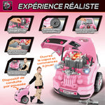 Camion mécano 2 en 1 jouet bricolage enfant jeu d'imitation mécanicien nombreux qccessoires total de 61 pièces rose