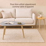 Lot de 2 tables basses gigognes design scandinave pieds en bois et plateau en bois, gris et jaune