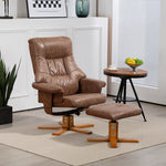 Fauteuil relax inclinable 135° pivotant 360° avec repose-pieds revêtement microfibre marron
