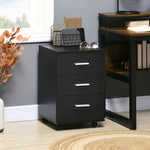 Caisson de Bureau Rangement Bureau sur Roulettes 3 Tiroirs Verrouillables 40 x 40 x 61,5 cm Noir