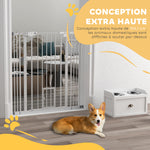 Barrière de sécurité animaux de 104,1H cm avec porte fermeture automatique système de double verrouillage blanc