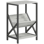 Table d'appoint étroite, bout de canapé rangement à 3 niveaux, porte-revues en V, cadre en acier, 40x30x61cm, gris foncé