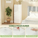 Cassettiera a 6 cassetti ad alta lucentezza, mobile contenitore stretto senza maniglie, 40 x 35 x 109 cm, bianco