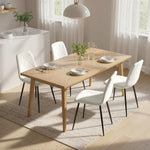 Lot de 4 chaises de salle à manger rembourrées avec dossier haut, pieds en acier et tissu effet velours, crème