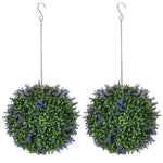 Lote de 2 bolas topiarias artificiales, plantas decorativas falsas resistentes a los rayos UV, Ø 27 cm, violeta y verde