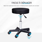 Tabouret massage a roulettes reglable en hauteur pivotant avec trois couleurs de housse de protection