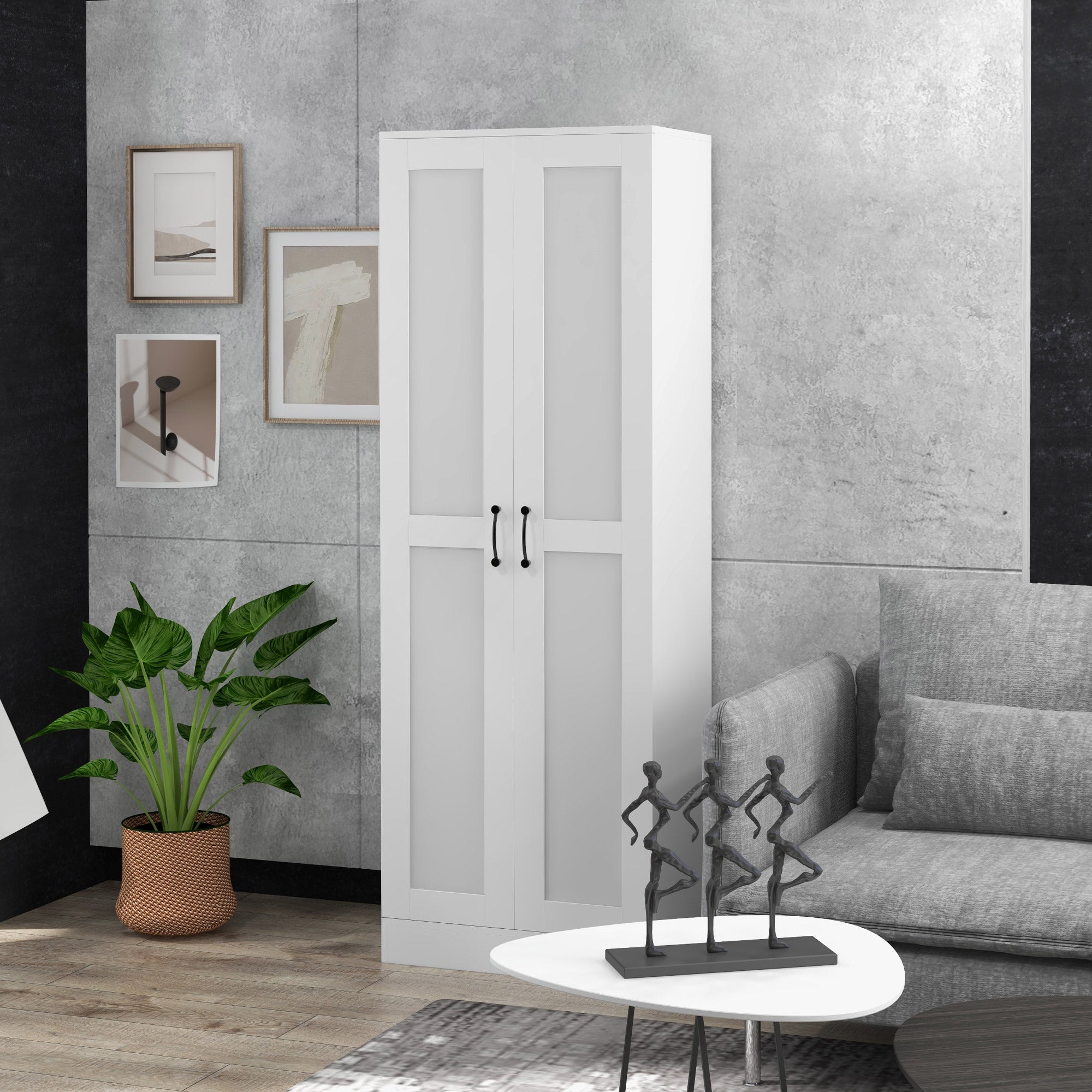2-türiger Schrank, Aufbewahrungsmöbel mit 5 Regalböden, zeitgenössischer Stil, 60B x 36,5T x 175H cm
