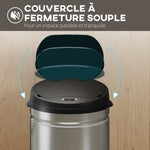 Poubelle cuisine automatique 30L acier inoxydable, poubelle à couvercle à fermeture en douceur, 32x30,5x51cm, argent