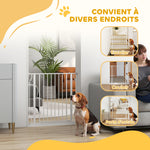 Cancelletto di sicurezza cancelletto per animali domestici lunghezza regolabile dim. 75-85L x 76A cm bianco