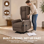 Electric Lift Chair Massage and Heat Electric Recliner Chair Velvet USB Port Reclining Backrest Brown