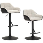 Lot de 2 tabourets de bar chaises de bar hauteur réglable tissu effet lin et base en acier 52,5 x 53 x 86,5-108 cm gris