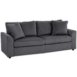 Sofá de 3 plazas de 212 cm con 2 cojines de muelles, tejido de pana, para salón, dormitorio, oficina en casa, gris oscuro