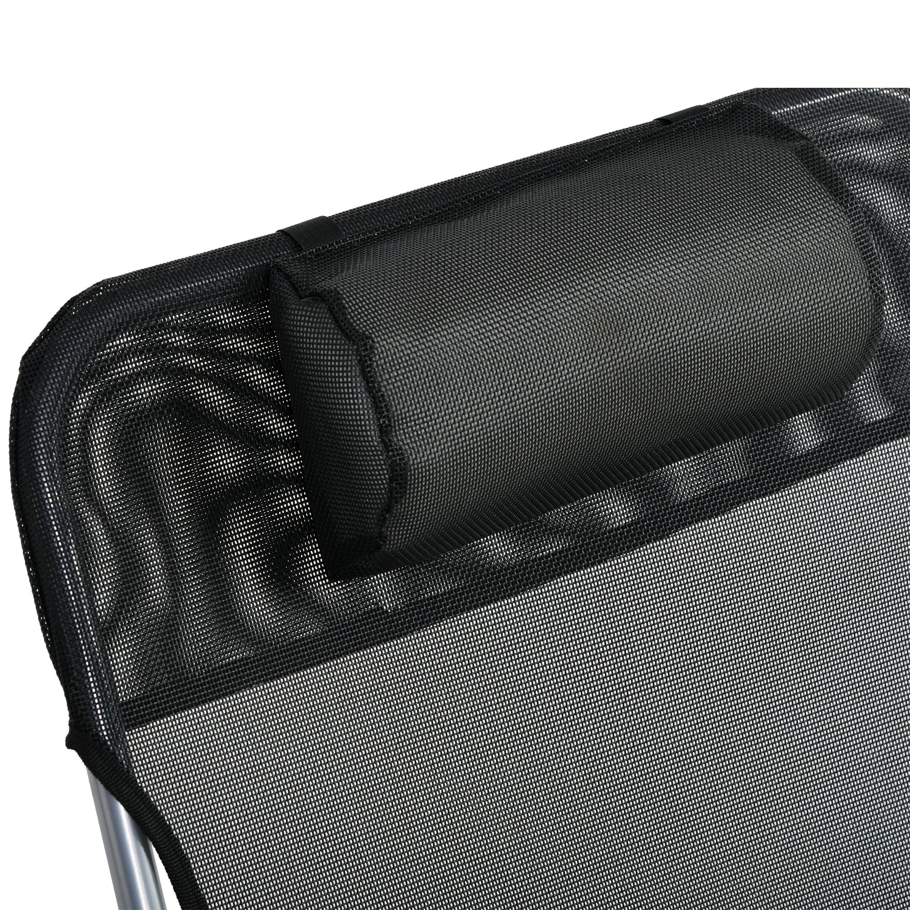 Bain de soleil transat chaise longue inclinable pliable avec oreiller dossier réglable sur 5 niveaux noir