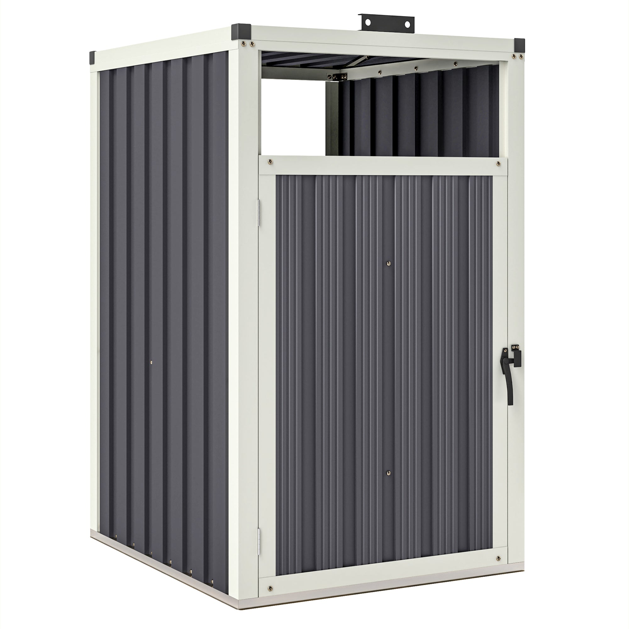 Abri pour 1 poubelle 240L cache poubelle extérieur couvercle relevable 180° acier galvanisé 73 x 81 x 122 cm gris foncé