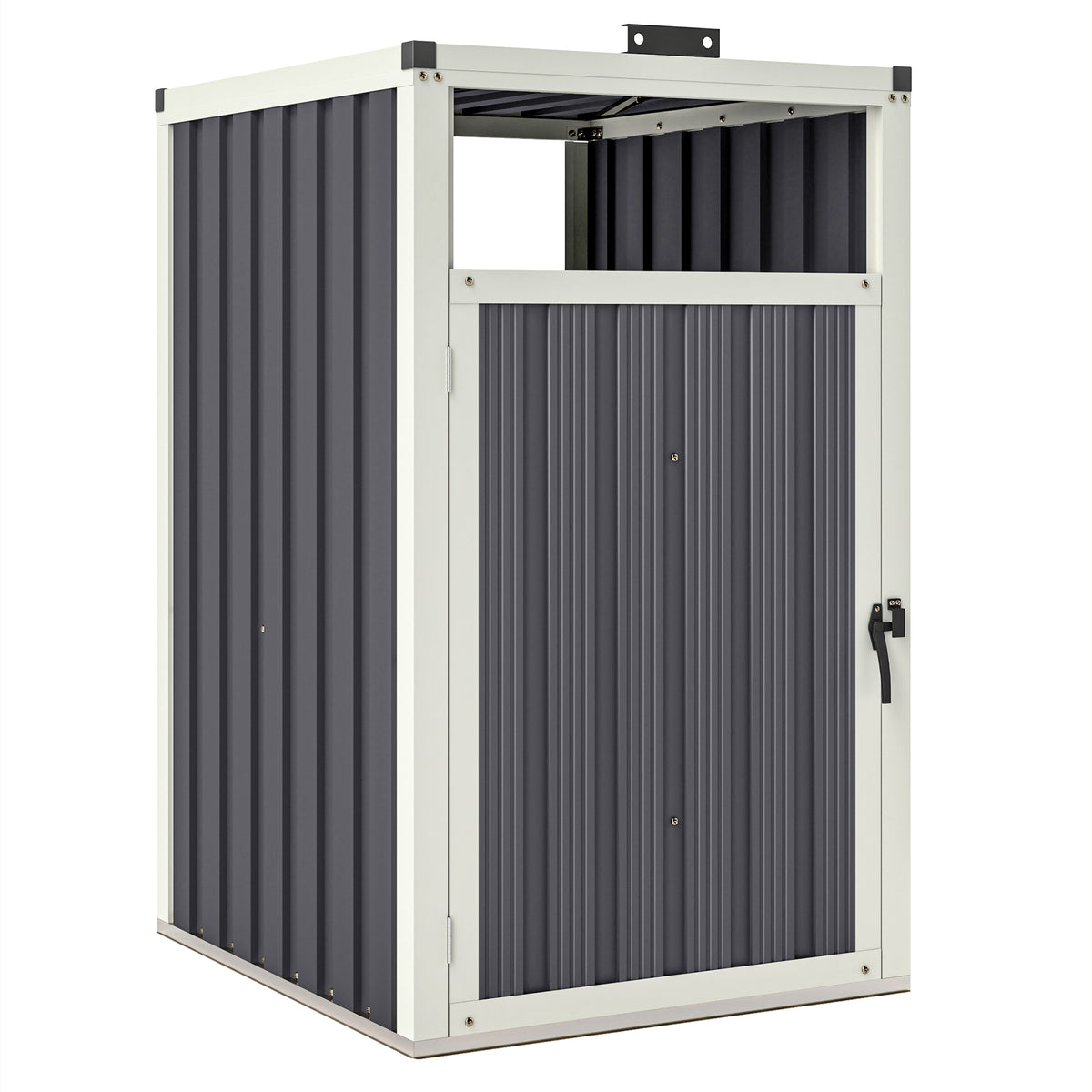 Abri pour 1 poubelle 240L cache poubelle extérieur couvercle relevable 180° acier galvanisé 73 x 81 x 122 cm gris foncé