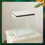 Petit aquarium complet 14L aquarium en verre avec système de filtration éclairage LED pompe à eau 30 x 20 x 33 cm blanc