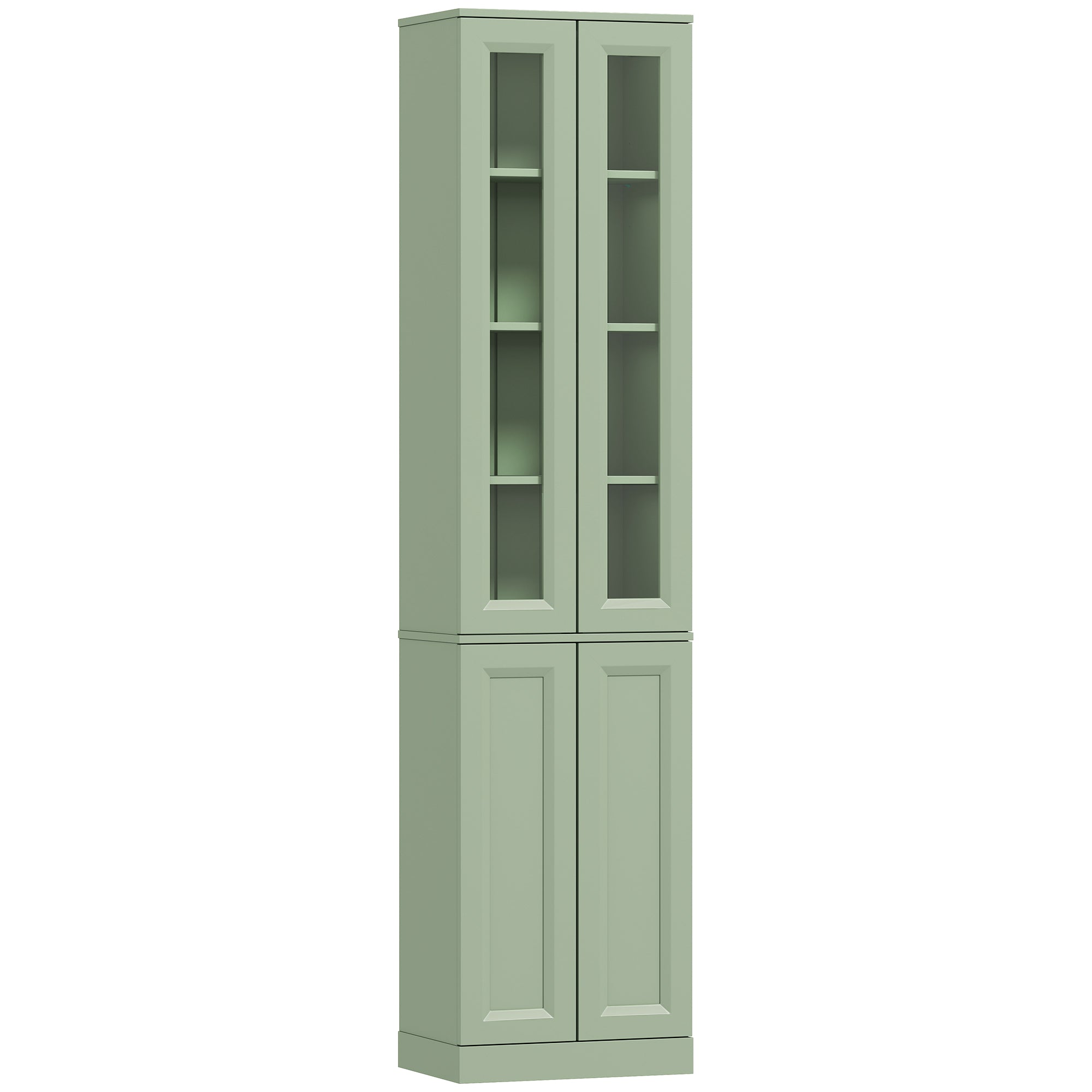 Meuble de Salle de Bain 6 niveaux, Meuble de Rangement avec 4 Portes à Fermeture Douce et Étagères Réglables, Vert