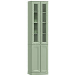 Meuble de Salle de Bain 6 niveaux, Meuble de Rangement avec 4 Portes à Fermeture Douce et Étagères Réglables, Vert