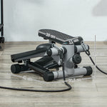 Mini stepper de fitness machine de step bandes de résistance, écran LCD et pédales antidérapantes 41x30,5x18,5cm gris