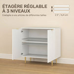 Buffet Cuisine, Meuble de Rangement avec 2 Portes, Étagère Réglable, Pieds Métalliques Surélevés, 80 x 40 x 80 cm, Blanc