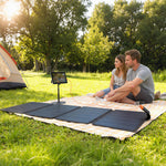 Chargeur solaire pliable 36W panneau solaire portable ports type-C et USB-a imperméable IP67 89,8 x 27,9 x 1 cm gris