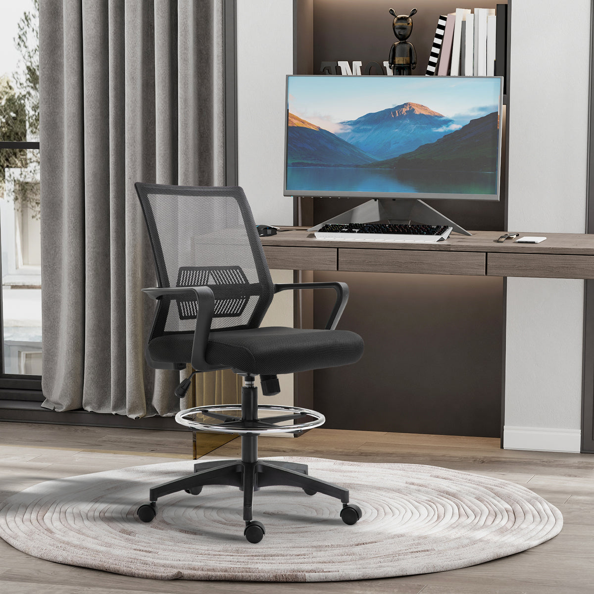 Lot de b2 fauteuils de bureau chaise de bureau assise haute réglable dim. 64L x 59l x 104-124H cm