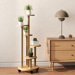 Étagère à plantes en bambou étagères rondes à fleurs support de pots de fleurs 5 niveaux bois naturel